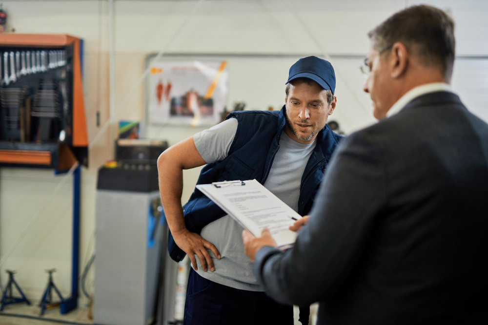 Técnico realizando mantenimiento correctivo a empresa