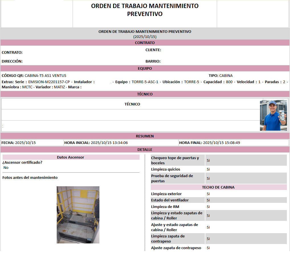 Ordenes de trabajo OT