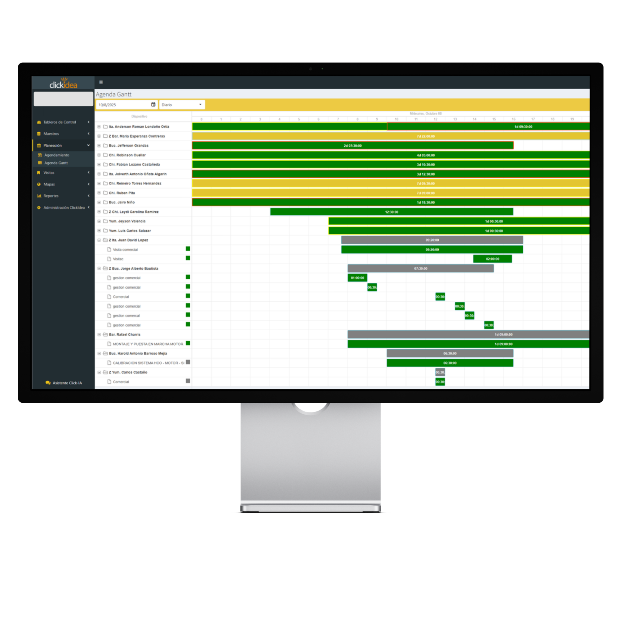 Software de mantenimiento Clickmobile planificación de agendas