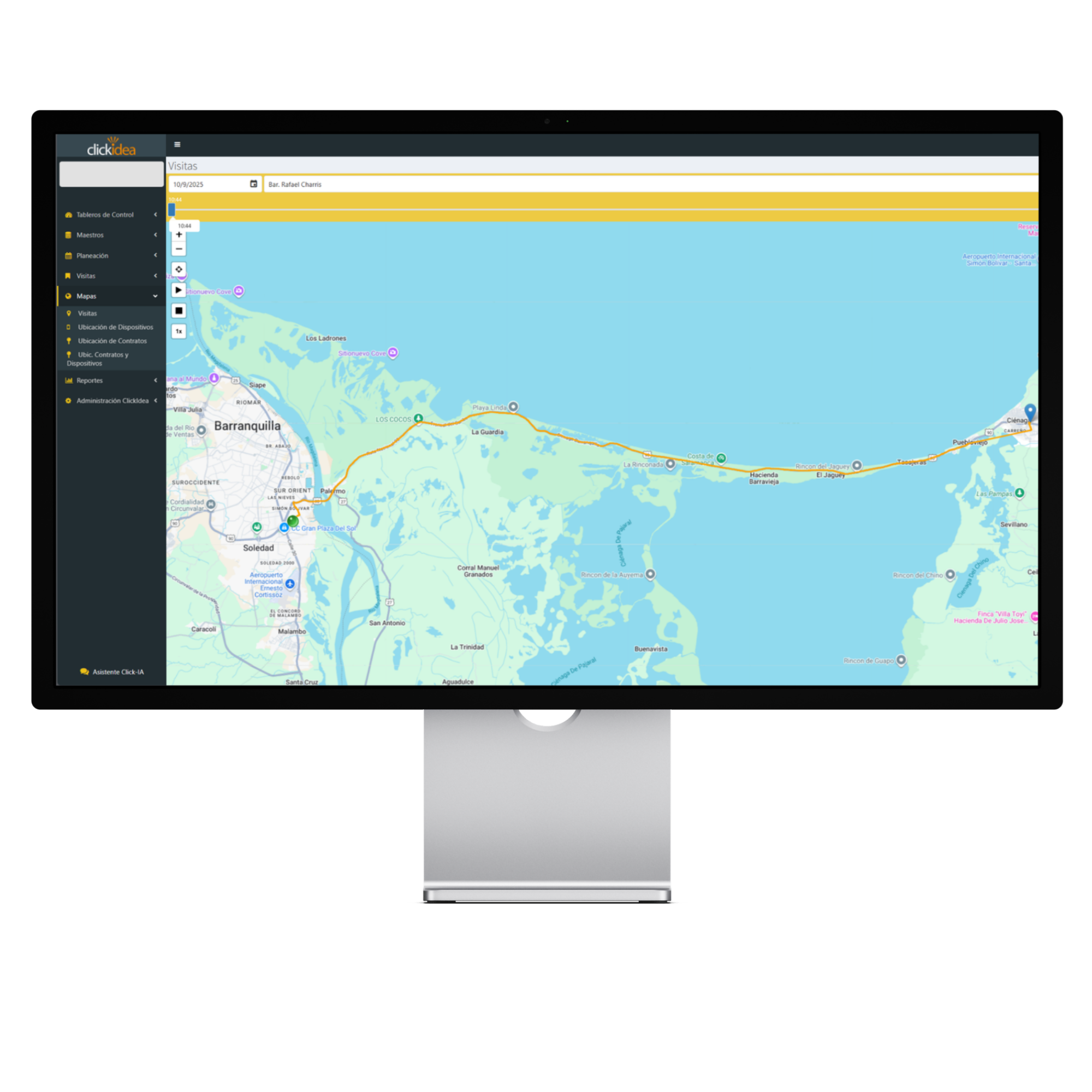 Software de mantenimiento Clickmobile ubicación GPS